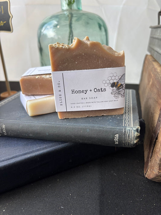 Goat Milk & Tallow Bar Soap - Honey + Oats
